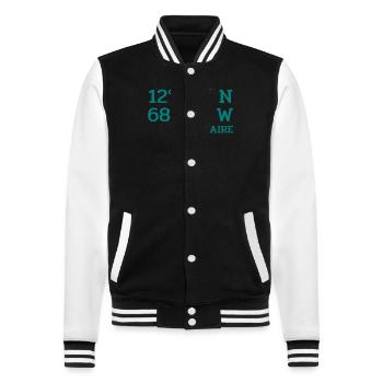 Bonaire Coordinates - Koordinaten - Karibik - College-Sweatjacke - Schwarz/Weiß - Vorne - Nik (191cm) & Marisol (170cm)
