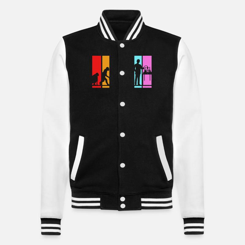 3D Druck - College-Sweatjacke - Schwarz/Weiß
