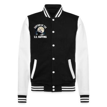 Captain Of Napping Cruise Ship Vacation Group - College-Sweatjacke - Schwarz/Weiß - Vorne - Nik (191cm) & Marisol (170cm)