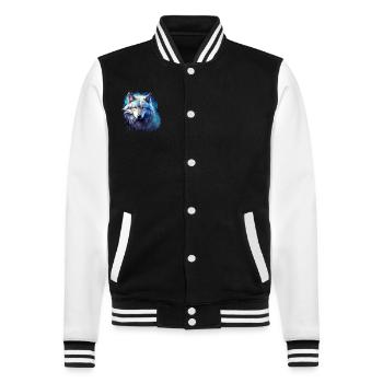 Geschenk Wikinger Wolf Krafttier Schamane Odin - College-Sweatjacke - Schwarz/Weiß - Vorne - Nik (191cm) & Marisol (170cm)