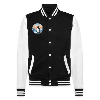 Pinguin - College-Sweatjacke - Schwarz/Weiß - Vorne - Nik (191cm) & Marisol (170cm)
