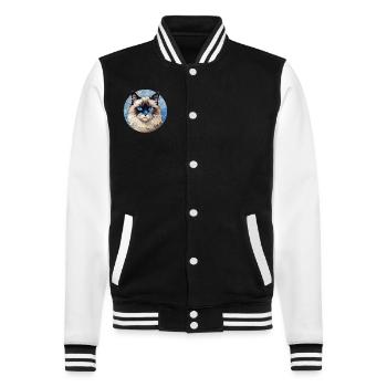 Ragdoll Katze - College-Sweatjacke - Schwarz/Weiß - Vorne - Nik (191cm) & Marisol (170cm)