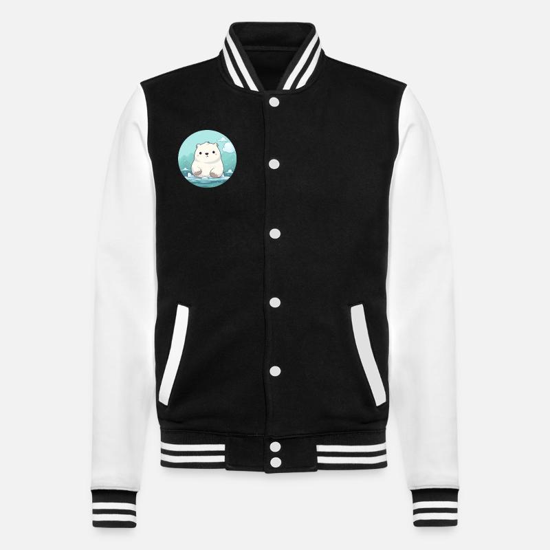 cute little polar bear - College Sweat Jacket - black/white