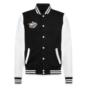 Shark Watercolors - College Sweat Jacket - black/white - Front - Nik (191cm) & Marisol (170cm)