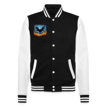 Bat, Van Gogh, Starry Night, Animal - College Sweat Jacket - black/white - Front - Nik (191cm) & Marisol (170cm)
