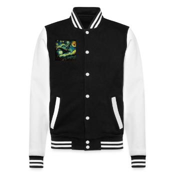 Bat, Van Gogh, Starry Night, Animal - College Sweat Jacket - black/white - Front - Nik (191cm) & Marisol (170cm)