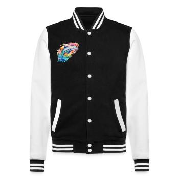 Delphin - College-Sweatjacke - Schwarz/Weiß - Vorne - Nik (191cm) & Marisol (170cm)