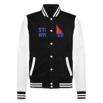 Sommer - College-Sweatjacke - Schwarz/Weiß - Vorne - Nik (191cm) & Marisol (170cm)