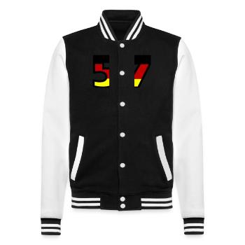 57 Number Germany Jersey - College Sweat Jacket - black/white - Front - Nik (191cm) & Marisol (170cm)