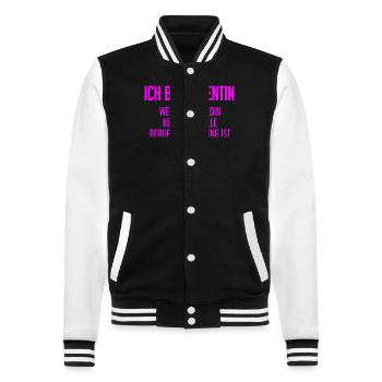 Dozentin - Mein offizieller Superhelden-Beruf! - College-Sweatjacke - Schwarz/Weiß - Vorne - Nik (191cm) & Marisol (170cm)