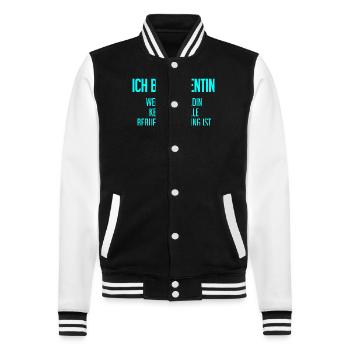 Dozentin - Mein offizieller Superhelden-Beruf! - College-Sweatjacke - Schwarz/Weiß - Vorne - Nik (191cm) & Marisol (170cm)