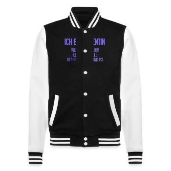 Dozentin - Mein offizieller Superhelden-Beruf! - College-Sweatjacke - Schwarz/Weiß - Vorne - Nik (191cm) & Marisol (170cm)