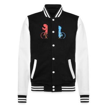Fahrrad - College-Sweatjacke - Schwarz/Weiß - Vorne - Nik (191cm) & Marisol (170cm)