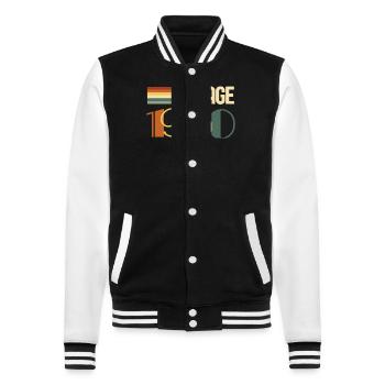 Vintage Geburtstagsgeschenk aus den 1960er Jahren - College-Sweatjacke - Schwarz/Weiß - Vorne - Nik (191cm) & Marisol (170cm)
