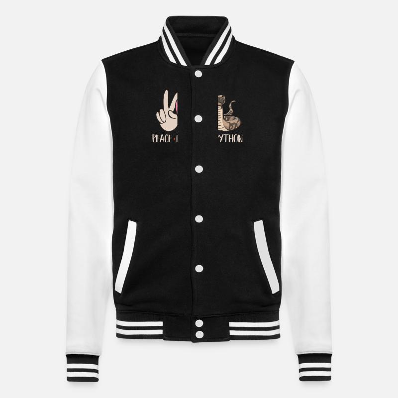 Ball Python Schlange Königspython - College-Sweatjacke - Schwarz/Weiß