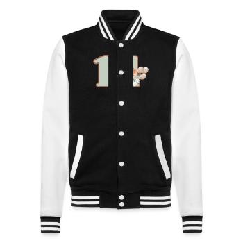 14. Geburtstag Fuchs Blumen - College-Sweatjacke - Schwarz/Weiß - Vorne - Nik (191cm) & Marisol (170cm)