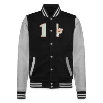 14. Geburtstag Fuchs Blumen - College-Sweatjacke - Schwarz/Grau meliert - Vorne - Nik (191cm) & Marisol (170cm)