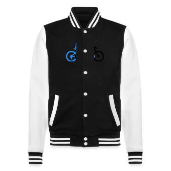 Mountain Bike Bicycle Man Silhouette - College Sweat Jacket - black/white - Front - Nik (191cm) & Marisol (170cm)