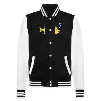 Bande dessinée de poisson - Veste Teddy - noir/blanc - Devant - Nik (191cm) & Marisol (170cm)