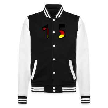 15 Number Germany Jersey - College Sweat Jacket - black/white - Front - Nik (191cm) & Marisol (170cm)