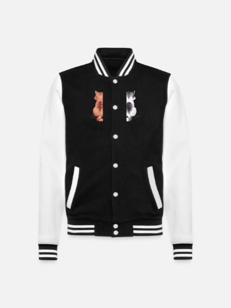 Lustiger Katzenliebhaber Katzenrücken für - College-Sweatjacke - Schwarz/Weiß