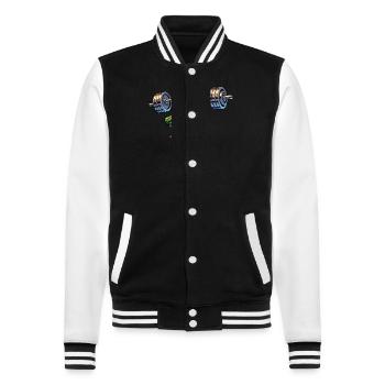Frog Toad Toad Barbell Gym Fitness Workout - College Sweat Jacket - black/white - Front - Nik (191cm) & Marisol (170cm)