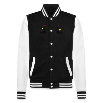 Weinglas Rotwein Symbol - College-Sweatjacke - Schwarz/Weiß - Vorne - Nik (191cm) & Marisol (170cm)