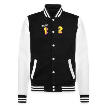 Retro 61st birthday in Pop Art Comic Book Style - College Sweat Jacket - black/white - Front - Nik (191cm) & Marisol (170cm)