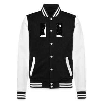 Lass los und vertraue. - College-Sweatjacke - Schwarz/Weiß - Vorne - Nik (191cm) & Marisol (170cm)