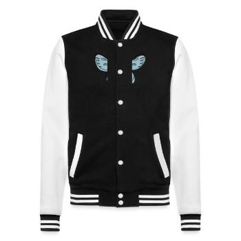 Abstraktes Design Schmetterling - College-Sweatjacke - Schwarz/Weiß - Vorne - Nik (191cm) & Marisol (170cm)