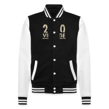 Jahrgang 2000 Bursdag - Unikat - College-Sweatjacke - Schwarz/Weiß - Vorne - Nik (191cm) & Marisol (170cm)