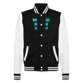 Diaper change – our new superpower - College Sweat Jacket - black/white - Front - Nik (191cm) & Marisol (170cm)