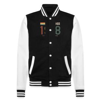 Episch & Legendär Geboren 1998: 26-jähriges Jubiläum - College-Sweatjacke - Schwarz/Weiß - Vorne - Nik (191cm) & Marisol (170cm)