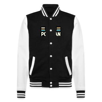 Postbote - College-Sweatjacke - Schwarz/Weiß - Vorne - Nik (191cm) & Marisol (170cm)