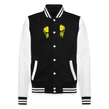 Chefkoch Skelett - College-Sweatjacke - Schwarz/Weiß - Vorne - Nik (191cm) & Marisol (170cm)