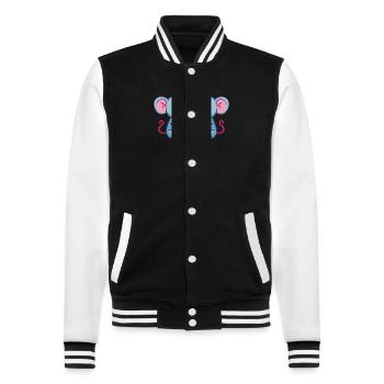 Maus Comic Paar Liebe - College-Sweatjacke - Schwarz/Weiß - Vorne - Nik (191cm) & Marisol (170cm)