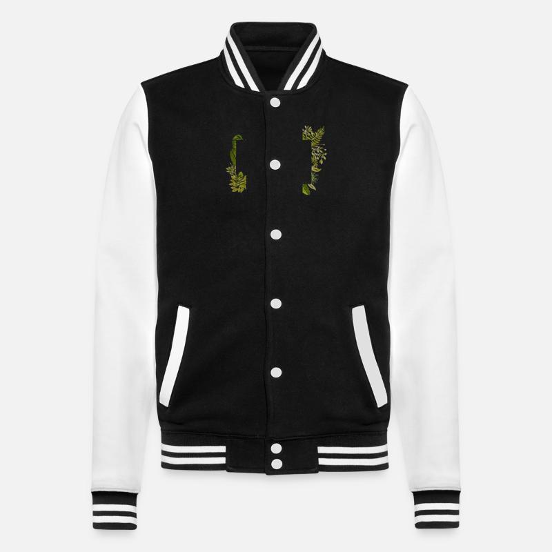 Cadre feuillage à l'aquarelle - Veste Teddy - noir/blanc