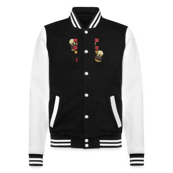 Beer is the proof that God loves and wants us, - College Sweat Jacket - black/white - Front - Nik (191cm) & Marisol (170cm)