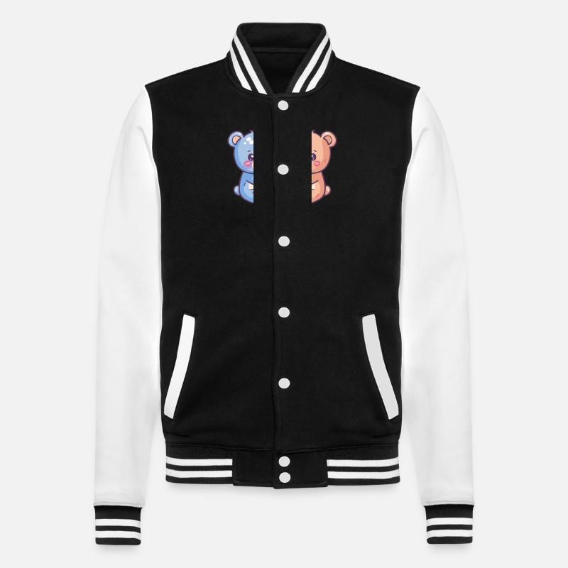 Bear Comic Couple Love - College Sweat Jacket - black/white