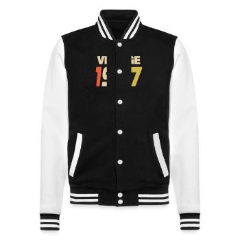 1947 Vintage Retro Classic 1947 - College Sweat Jacket - black/white - Front - Nik (191cm) & Marisol (170cm)