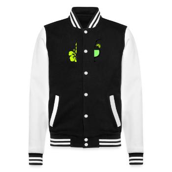Hawaiian Flowers - College Sweat Jacket - black/white - Front - Nik (191cm) & Marisol (170cm)
