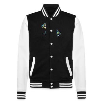 Farbenfroher Retro Pixel Pfeilgiftfrosch in 8 Bit - College-Sweatjacke - Schwarz/Weiß - Vorne - Nik (191cm) & Marisol (170cm)