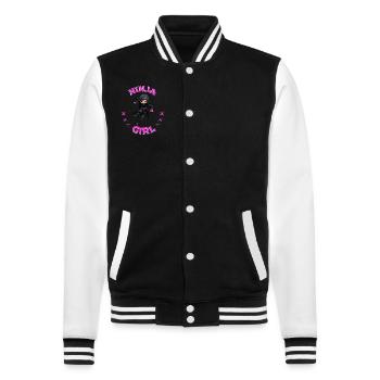 Charming Ninja Fighter I Ninja Girl I Ninja - College-Sweatjacke - Schwarz/Weiß - Vorne - Nik (191cm) & Marisol (170cm)