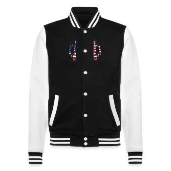 4 juillet Couleurs nationales Fête nationale des États-Unis - Veste Teddy - noir/blanc - Devant - Nik (191cm) & Marisol (170cm)