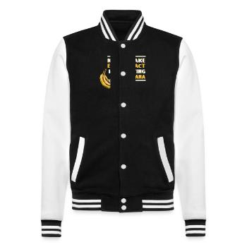 Never make eye contact when eating bananas - College Sweat Jacket - black/white - Front - Nik (191cm) & Marisol (170cm)