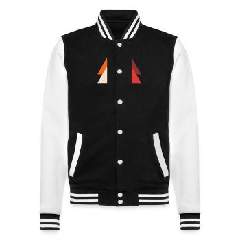 Retro-Dreieck - College-Sweatjacke - Schwarz/Weiß - Vorne - Nik (191cm) & Marisol (170cm)