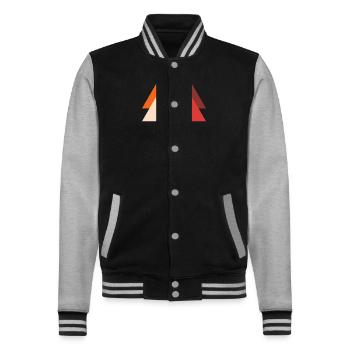 Retro-Dreieck - College-Sweatjacke - Schwarz/Grau meliert - Vorne - Nik (191cm) & Marisol (170cm)