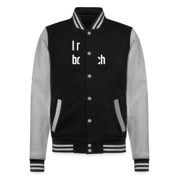 I red boarisch - College Sweat Jacket - black/heather grey - Front - Nik (191cm) & Marisol (170cm)