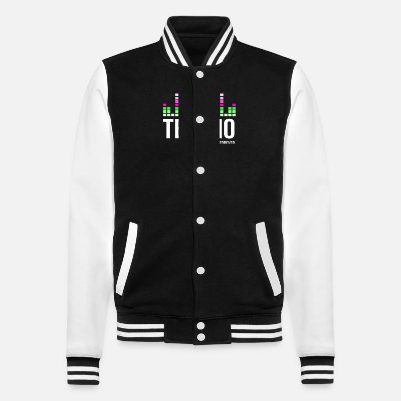 Techno - College-Sweatjacke - Schwarz/Weiß