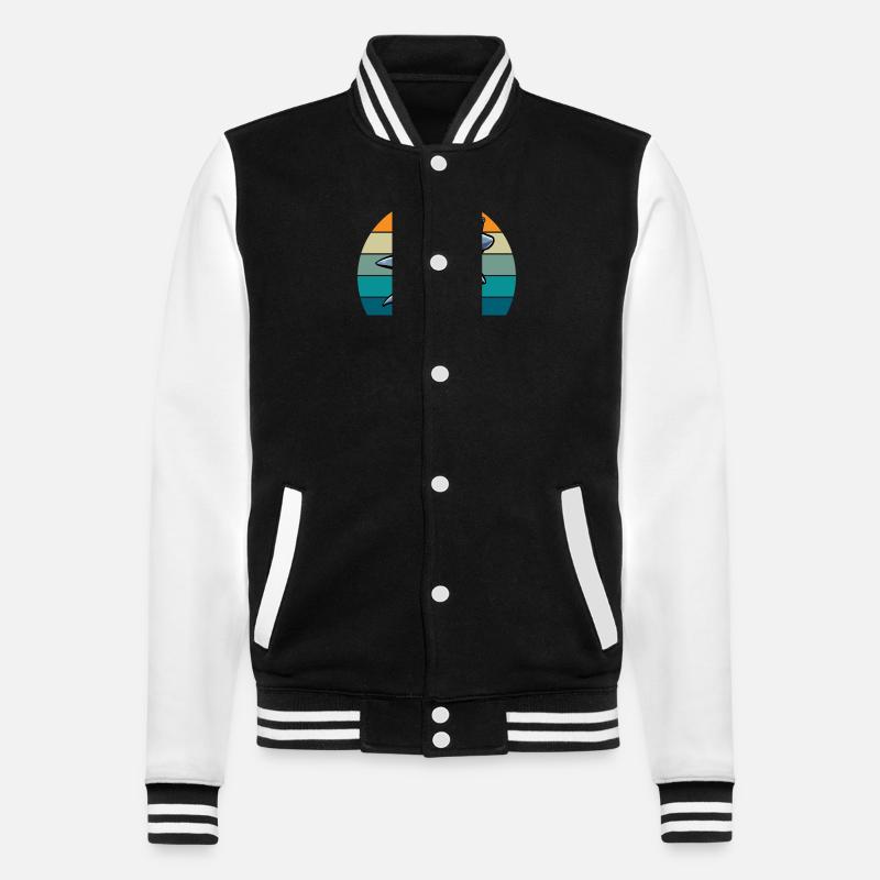 requin rétro drôle plage d’été - Veste Teddy - noir/blanc